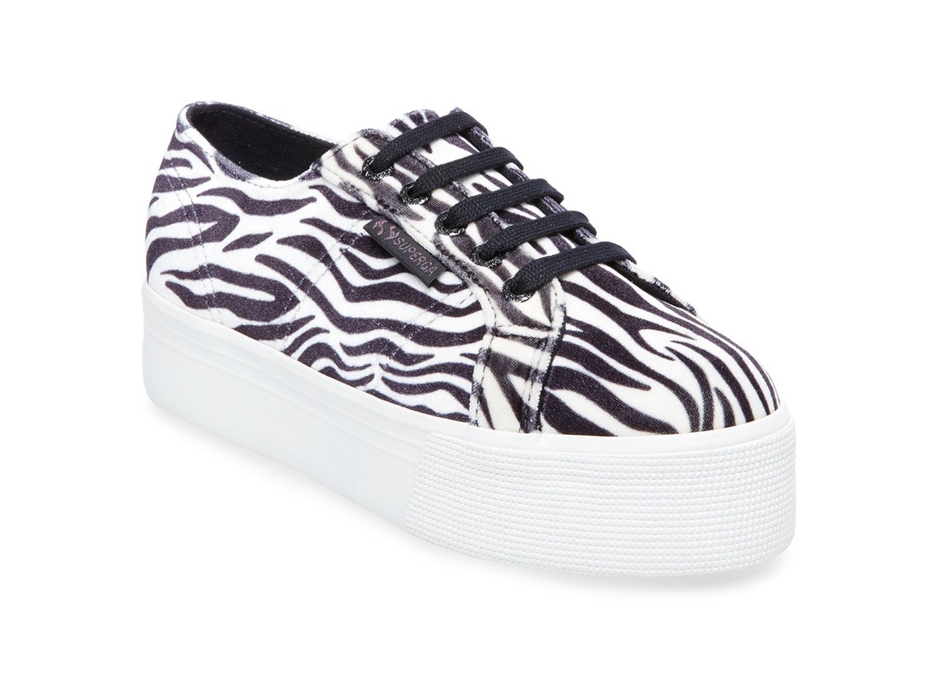 Superga Plataforma Mujer Negras/Blancas - 2790 Fanvelvetw - 392867QWB
